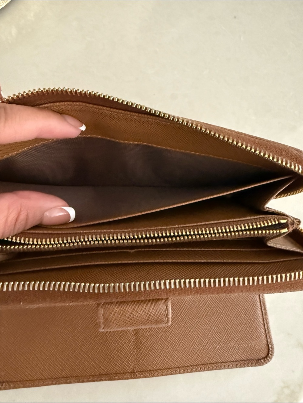 Prada Chocolate Brown Saffiano Zip Wallet with Gold Logo - Picture 10 of 15